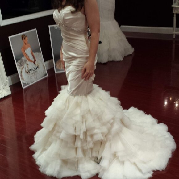 Elegant Cream Strapless Gown - Picture 4 of 16